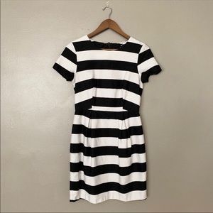 H&M Black and White Striped A line dress